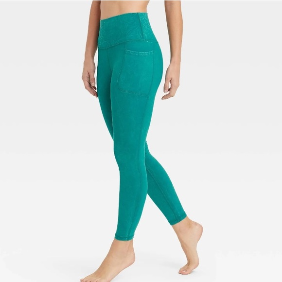 JoyLab Pants - JoyLab Leggings S Color Marbled Spruce White 7/8 Length High Rise Pockets NWT